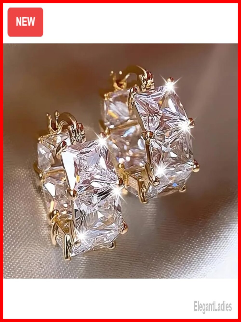 Synthetic Zircon Hoop Earrings for Women Classic Versatile Daily Wear Jewelry